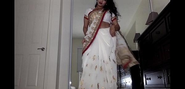  Desi Dhabi in Saree getting Naked and Plays with Hairy Pussy